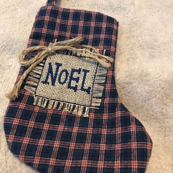 Plaid Christmas Stocking Blue Holiday Decorations - Picture 8 of 16